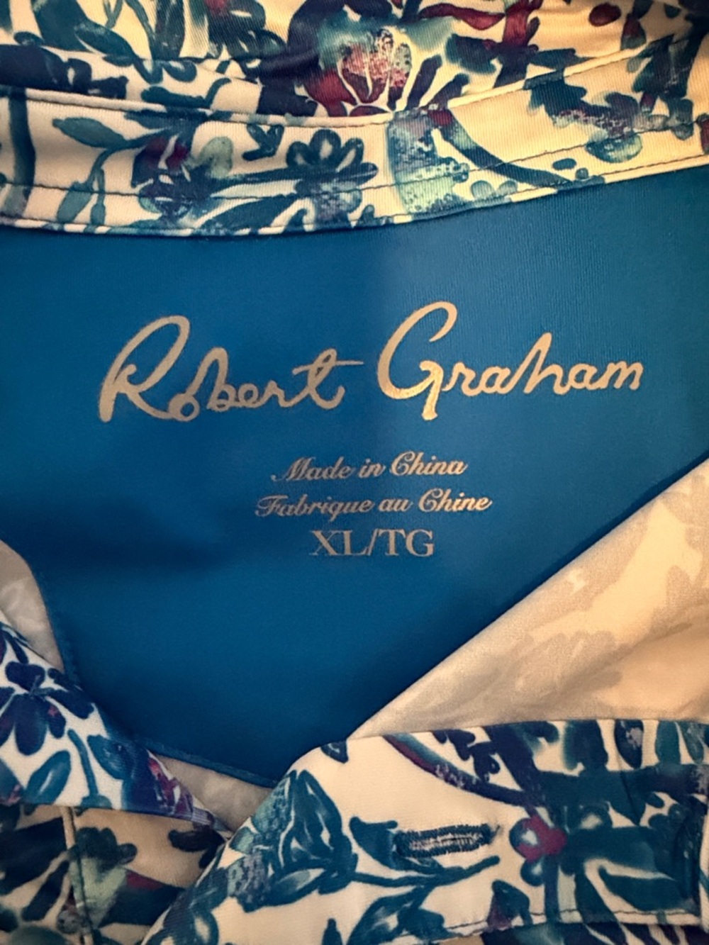 Robert Graham Blue and White Paisley Polo - Picture 2 of 3